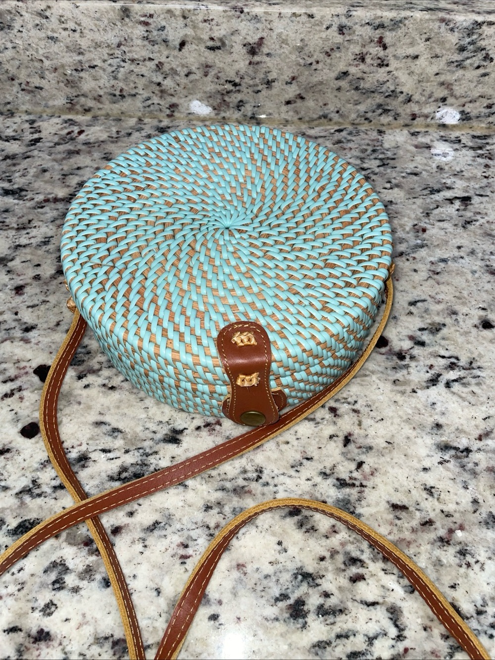 Joseph and Rose “Carla Rattan” Crossbody Bag - Teal/Turquoise - NWOT